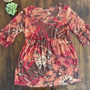 Cha Cha Vente | Y2K Scoop Neck Babydoll Blouse in Abstract Print, Size S